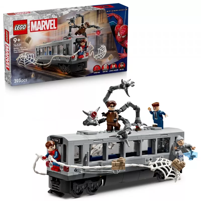 LEGO Marvel Super Heroes 76321 Spider-Man Doc Ock Subway Showdown Bauspielzeug, 393 Teile, 4 Minifiguren, Alter 9+