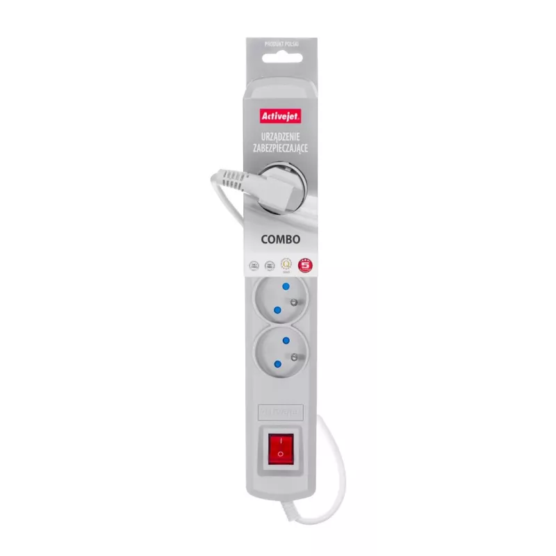 Activejet graue Steckdosenleiste mit Kabel ACJ COMBO 5G/5M/BEZP. AUT/S