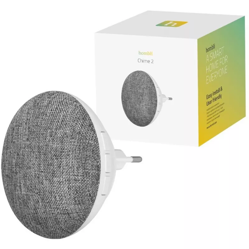 Türklingel-Gong Hombli Doorbell Chime 2 von Avanca International BV – kabellos 433,92 MHz, AC 110–240 V, Typ-C-Stecker, grau/weiß