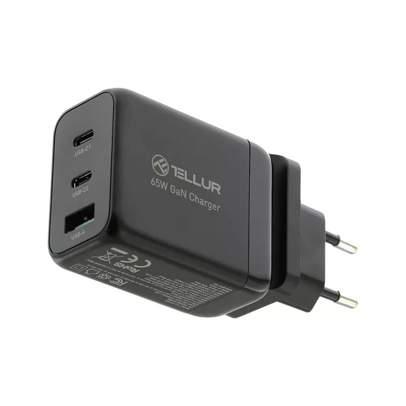 Wandladegerät Tellur TLL151451 65W, 3-Port (2x USB-C, 1x USB-A)