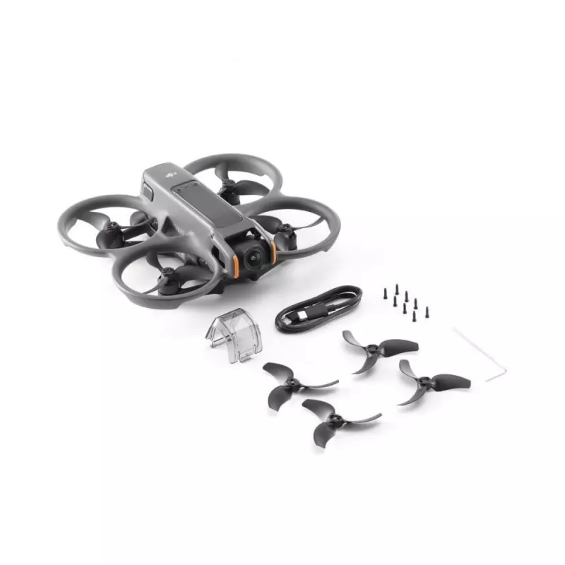 Drone DJI Avata 2 — maximale Reichweite 13.000 m, maximale Geschwindigkeit 27 m/s, 4 Rotoren, Schwarz (ohne Brille oder Fernsteuerung)