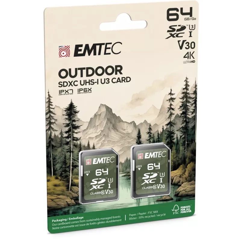 Flash-Speicher Emtec 64GB UHS-I U3 V30 Outdoor ECMSD64GXCU3ORP