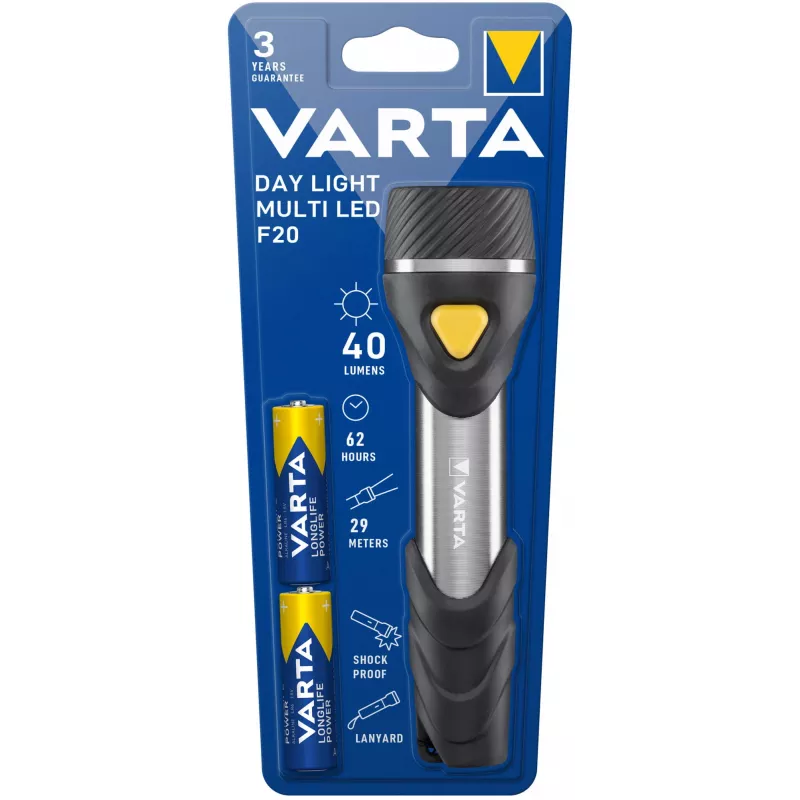 Hand-Taschenlampe Varta Day Light Multi LED F20 Schwarz Silber Gelb