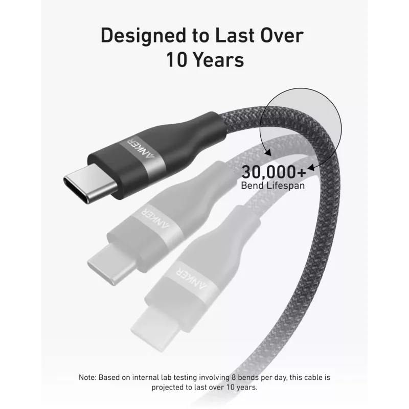 USB-C-auf-USB-C-Kabel Anker A82E2 — 0,9 m, USB C auf USB C, Schwarz