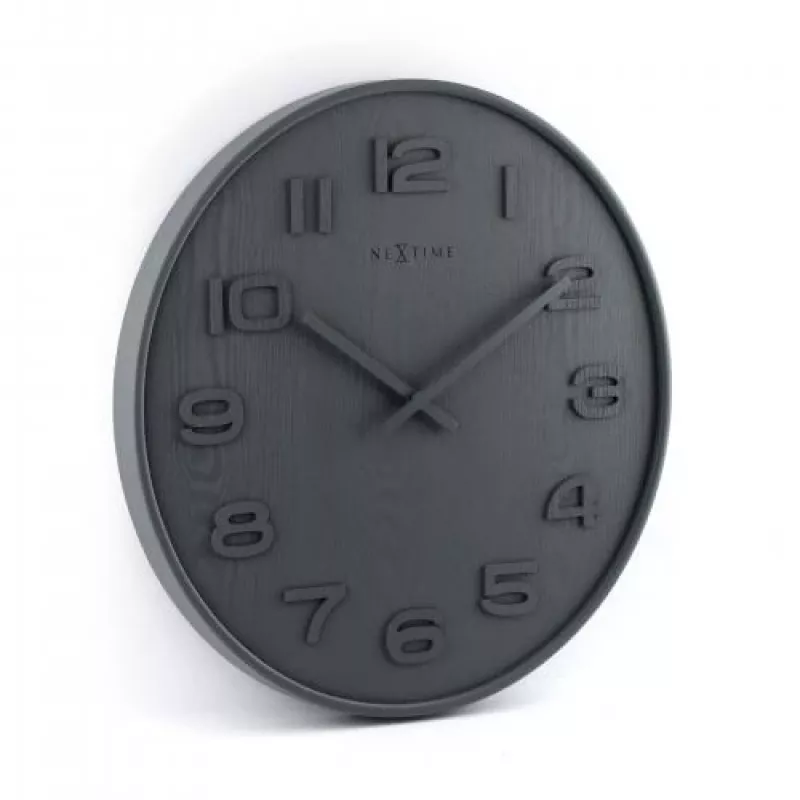 NeXtime 3096GS - Wanduhr - Quarzuhr - Rund - Grau - Holz - Erwachsene