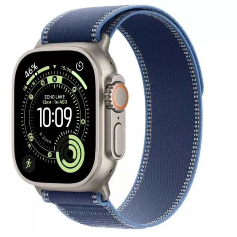 Smartwatch Apple Watch Ultra 3 GPS + Cellular 49mm Natural Titanium Gehäuse mit Blue/Bright Blue Trail Loop S/M