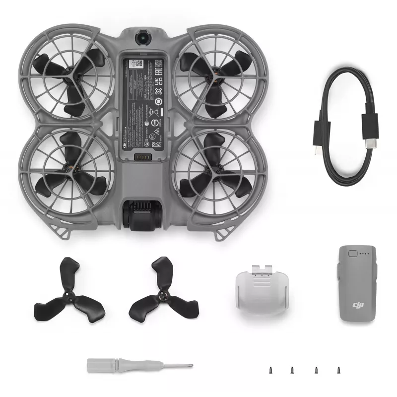 Quadrocopter DJI Neo 2 — 4 Rotoren, 12 MP Kamera, 2688×1512 Video, 1606 mAh Akku, 49 GB interner Speicher, Wi‑Fi & Bluetooth