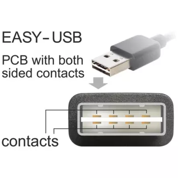 DeLOCK Easy - USB-Kabel - USB (M) links/rechts abgewinkelt, umkehrbar auf USB Typ B (M) - USB2.0 - 50 cm - Schwarz (85167)