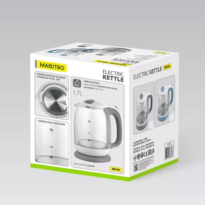Elektrischer Glaskessel Maestro MR-056-Grau 1,7 L 2200 W