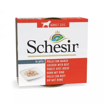 SCHESIR in Jelly Chicken mit Rind - Nassfutter für Hunde - 150 g