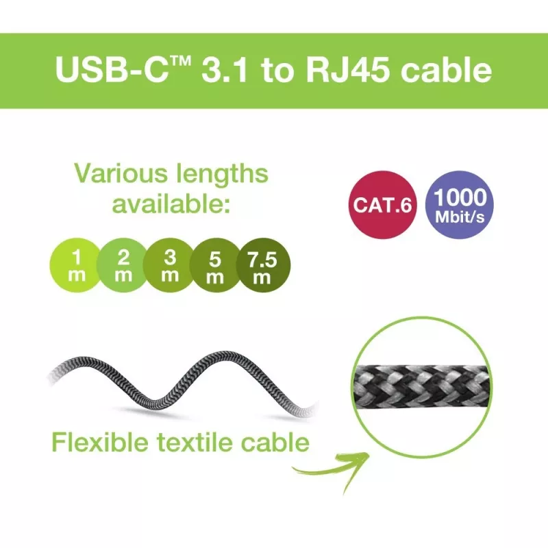 Techly ICOC U3C-RJ45-010 Netzwerkkabel Silber, Schwarz 1 m Cat6 F/UTP (FTP)