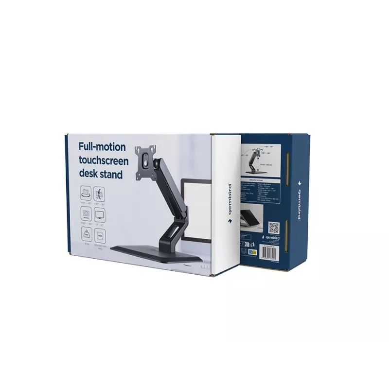 Vollbeweglicher Touchscreen-Tischständer GEMBIRD MS-D1ST-01 für 17–32 Zoll Displays, schwarz, VESA 75x75–100x100, maximale Belastung 10 kg