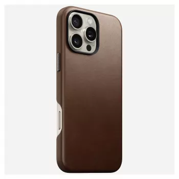 Handyhülle Nomad NM01389385 für iPhone 16 Pro Max, 17,5 cm (6,9 Zoll), braun, Aluminium/PC/Mikrofaser/Leder