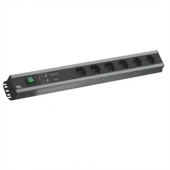 Stromverteilereinheit Bachmann 300.011 6 AC-Steckdosen 2U Schwarz Grau