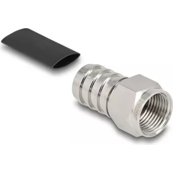 F-Crimpstecker für RG-59-Koaxialkabel DELOCK 91778 mit Schrumpfschlauch