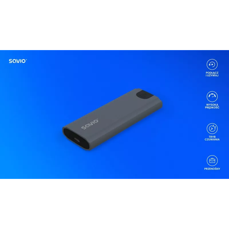 M.2 SSD-Gehäuse SAVIO AK-67 Grau, USB 10 Gbit/s, Unterstützung für einzelne M.2-Laufwerke