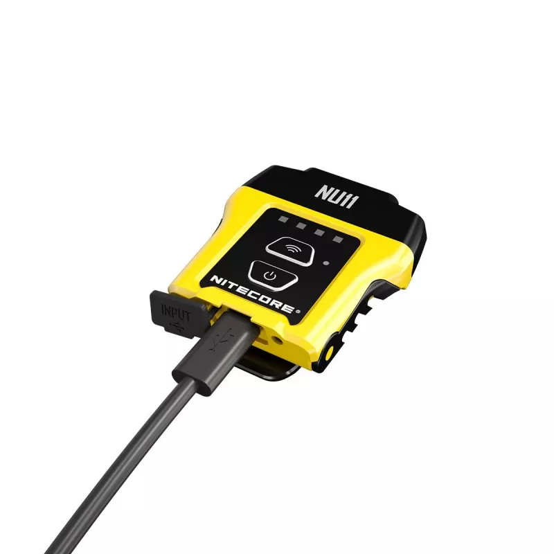 Kopflampe Nitecore NU11 — 150 lm, IPX5, USB wiederaufladbar, 41 g, gelb/schwarz