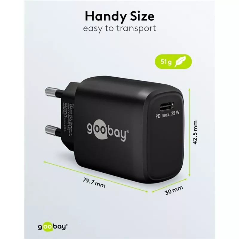 Goobay 65367 Ladegerät Indoor AC für Laptop Smartphone Tablet Schwarz