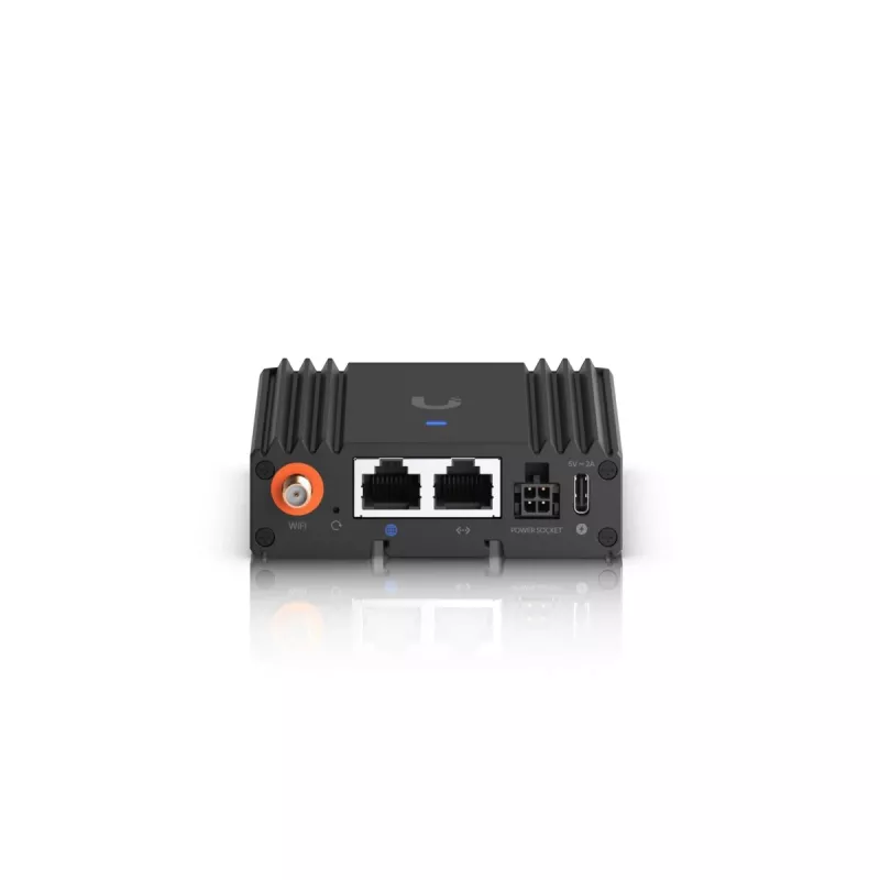 Mobilfunknetz-Router Ubiquiti UMR-Ultra — 4G LTE, NanoSIM, 2,4 GHz Wi‑Fi (802.11g), 2x RJ‑45, 3 externe SMA-Antennen, 5–30 V DC