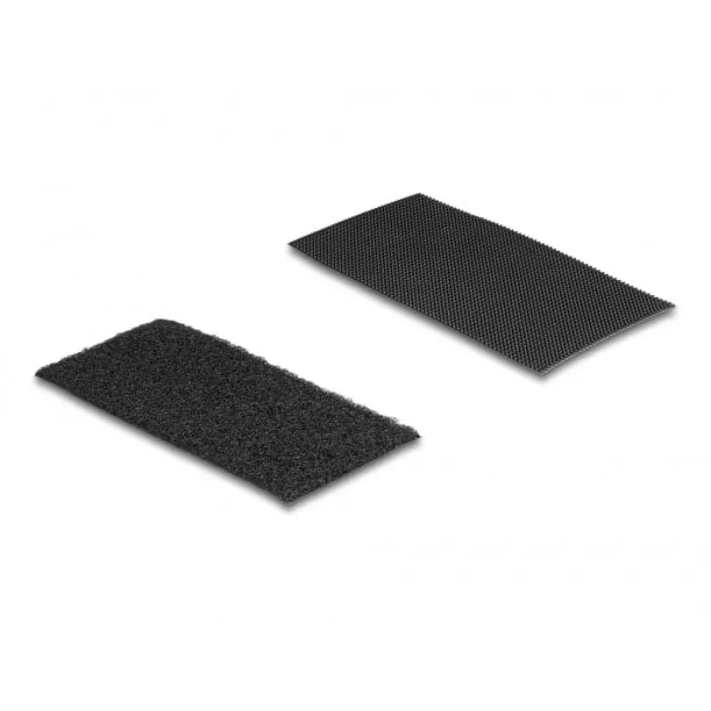 Kabelhalter DeLOCK 19105 Klettband selbstklebend 100x50mm schwarz 10er-Set