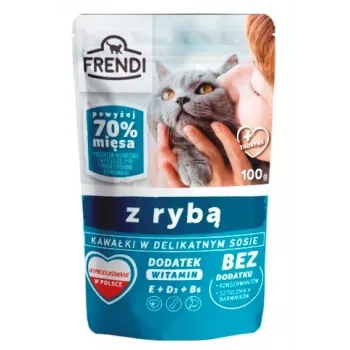 FRENDI Stücke in Sauce mit Fisch – Nassfutter für Katzen – 100 g