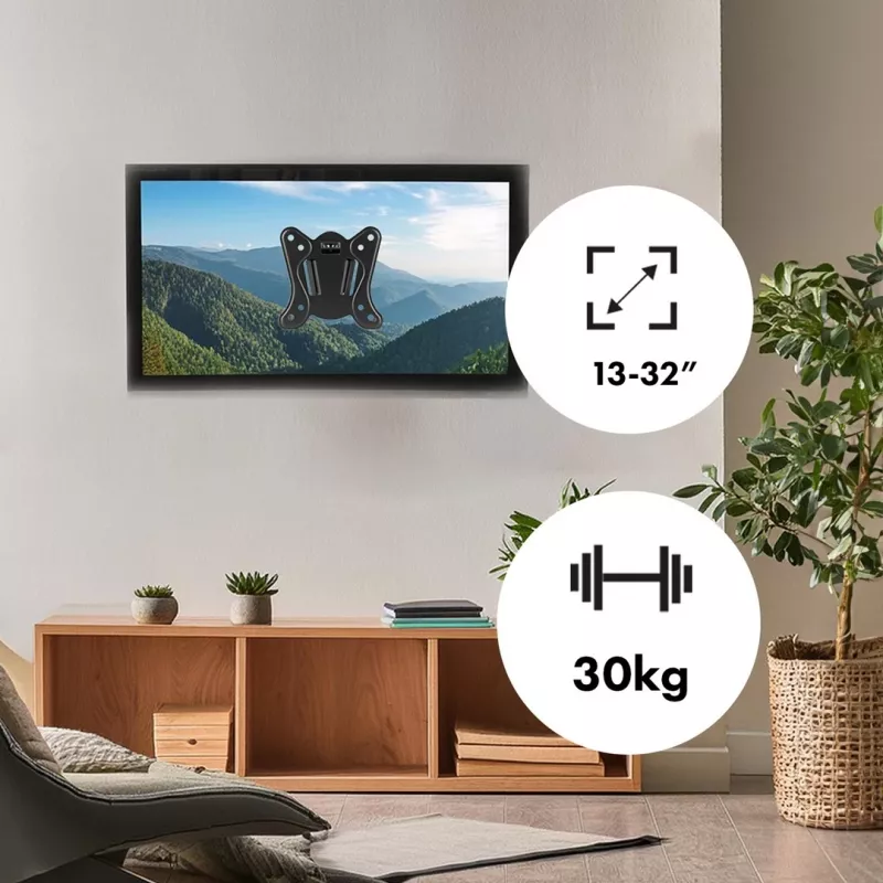 Maclean MC-416 TV Monitor Wandhalterung 13-32 30 kg neigbar schwenkbar max. VESA 100x100 schwarz pulverbeschichtet LED OLED LCD Universal Halterung