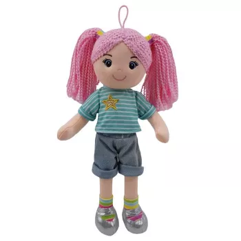 Weiche Stoffpuppe TULILO Kaja, 35 cm, Stoffkörper, gestickte Gesichtszüge