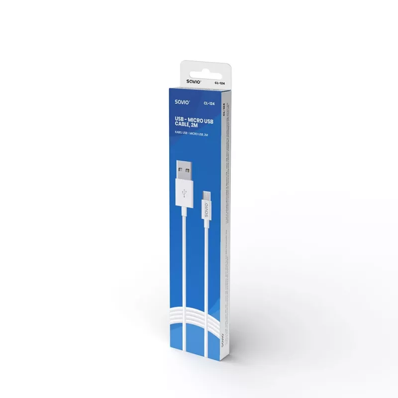 USB-Kabel SAVIO CL-124 USB 2.0, USB A auf Micro-USB B, 2 m, weiß