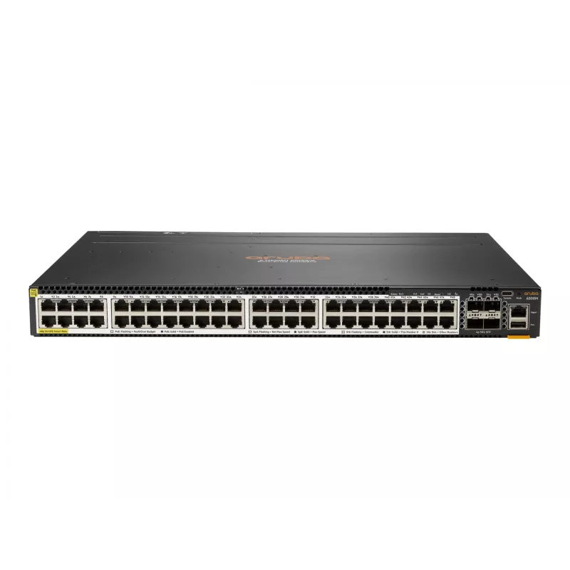 Hewlett Packard Enterprise HPE Aruba 6300M - Switch - L3 - managed - 48 x 100/1000/2,5G/5G (PoE+) + 4 x 1 Gigabit / 10 Gigabit / 25 Gigabit / 50 Gigabit SFP56 (Uplink / Stacking)