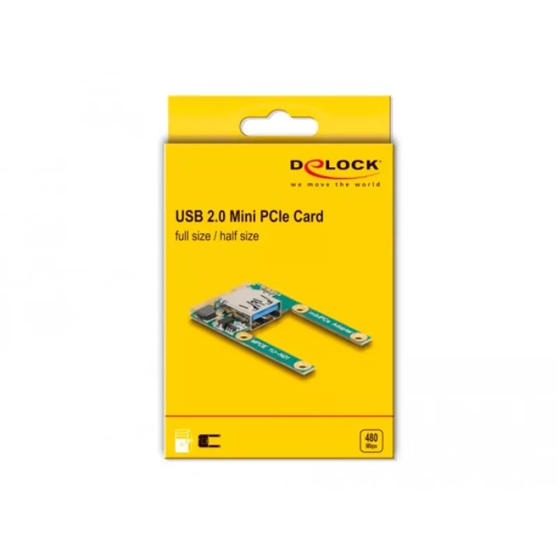 DeLOCK Mini PCIe I/O 1 x USB 2.0 Typ-A Buchse Full-Size Half-Size