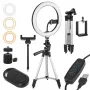 Maclean MCE610 10 12W LED Ring Light mit Stativ und Bluetooth-Auslöser, 3 Farben, 10 Helligkeitsstufen, 10% -100% einstellbare Helligkeit, 160 LED, Smartphone-Halter, Beleuchtungslicht