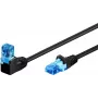 Goobay CAT 6A Patchkabel 1x 90° gewinkelt, U/UTP, Schwarz, 3 m - Verriegelungslasche oben, CCA Kupfer-Mix (51531)