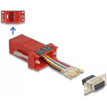 DeLOCK D-Sub 9-polig Buchse auf RJ45 Buchse Montagesatz rot VGA RJ-45