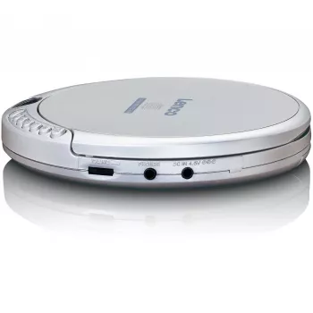 Lenco CD-201SI Tragbarer CD-Player mit Hörbuch- und Ladefunktion, silber