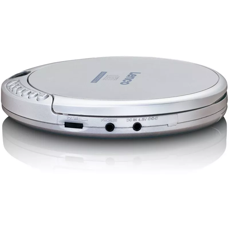Lenco CD-201SI Tragbarer CD-Player mit Hörbuch- und Ladefunktion, silber