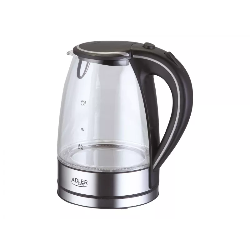 Adler AD 1225 Wasserkocher 1,7 L Schwarz, Edelstahl, Transparent 2200 W