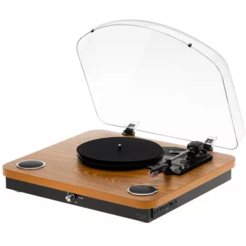 Analoger riemengetriebener Plattenspieler Adler AD 1914 mit USB-Anschluss, Keramikteller, Gleichstrommotor, 33 1/3 U/min, Bluetooth 5.4, Cinch-Ausgängen, eingebauten Lautsprechern