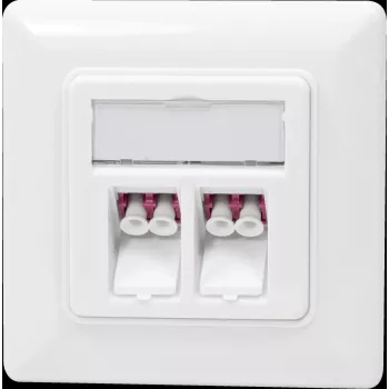 Logilink - Keystone-Steckdose - mit Beschriftungsfenster - LC Duplex - abgewinkelt - einfach - 2 Netzwerksteckdosen - 2 Module - weiß, RAL 9010 (NK402