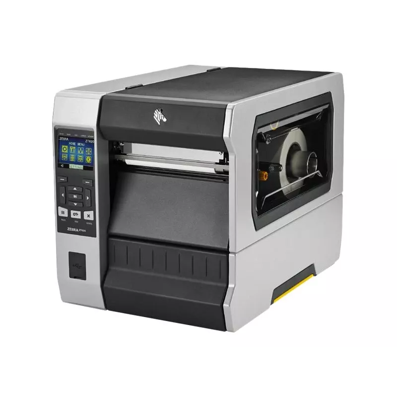 Etikettendrucker Zebra ZT620 — Thermotransfer, 300×300 DPI, 168 mm Druckbreite, LCD, Ethernet, Bluetooth, Grau/Schwarz
