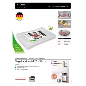 Caso | Siegelrandbeutel | 01286 | 100 Beutel | Maße (B x L) 25 x 35 cm