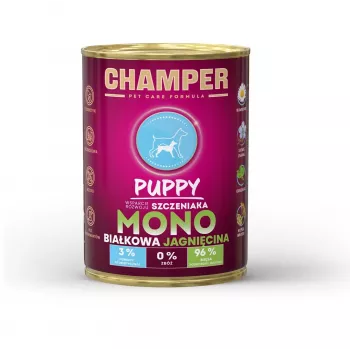 CHAMPER Puppy Monoprotein Lamb – Nassfutter für Hunde – 400g