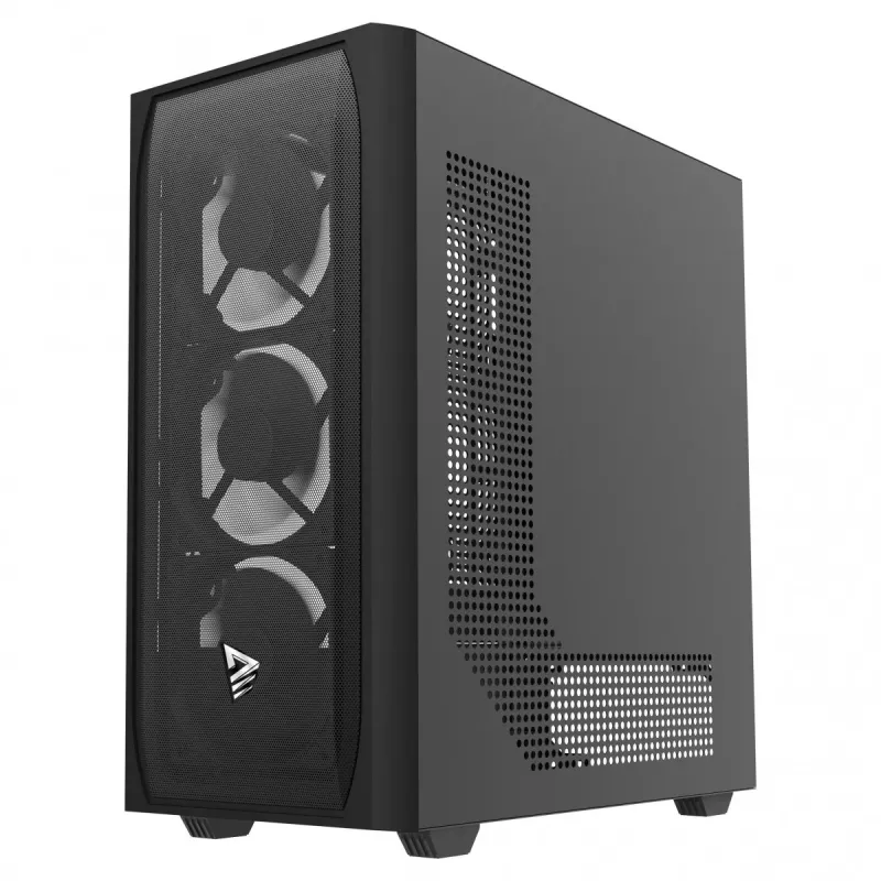 PC-Gehäuse SAVIO Noctis Flow — Cube Mini‑ITX/Micro‑ATX/ATX, 3x120mm vorne, 1x120mm hinten, 2x3,5 Zoll + 3x2,5 Zoll Einschübe, gehärtetes Glas