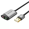 Vention USB Externe Soundkarte 0,15M Grau Metall Typ