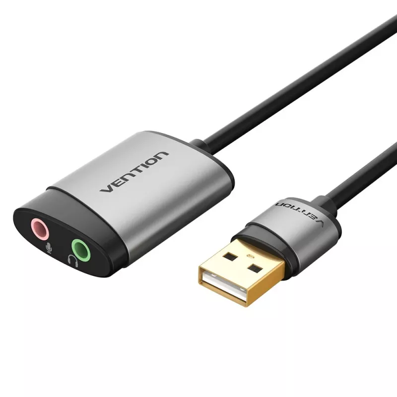 Vention USB Externe Soundkarte 0,15M Grau Metall Typ