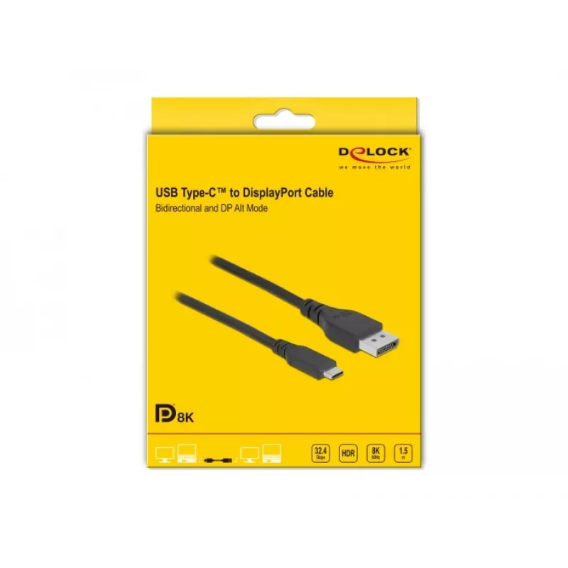 USB Typ-C auf DisplayPort Kabel DeLOCK 86040 8K 60 Hz 1,5 m