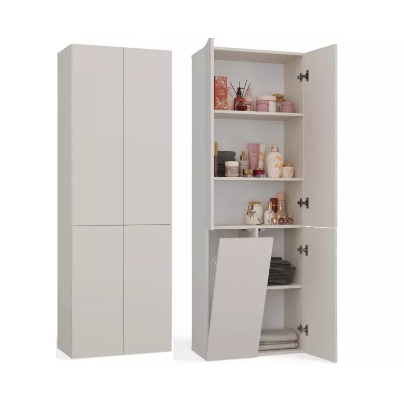 Badezimmerschrank Nel DD 1K Korb Farbe Kaschmir Lange Türen