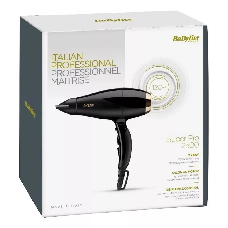 Haartrockner BABYLISS Super Pro 2300, 2300 W, AC-Motor, 2 Geschwindigkeiten, 3 Heizstufen, ionisch, Cool Shot, Keramik, 120 m³/h
