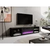 TV-Schrank Cama Meble POLO 180x33x39 cm mit elektrischem Kamin 1400–1600 W, schwarz, 2 Regalböden, Laminat