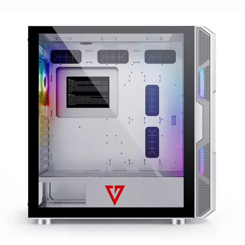 PC-Gehäuse MODECOM AMIRANI ARGB Midi Tower Weiß — ATX/ITX, 35 cm GPU, 16,5 cm CPU-Kühler, 2x200 mm Lüfter