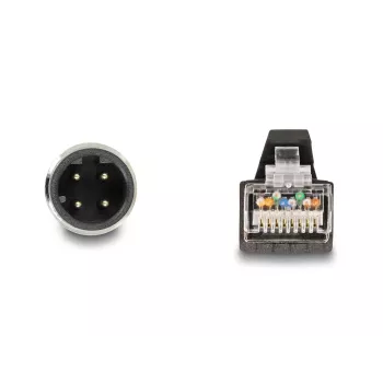 Netzwerkkabel DeLOCK M12-Kabel D-kodiert 4-polig Stecker auf RJ45-Stecker PUR (TPU) 5 m